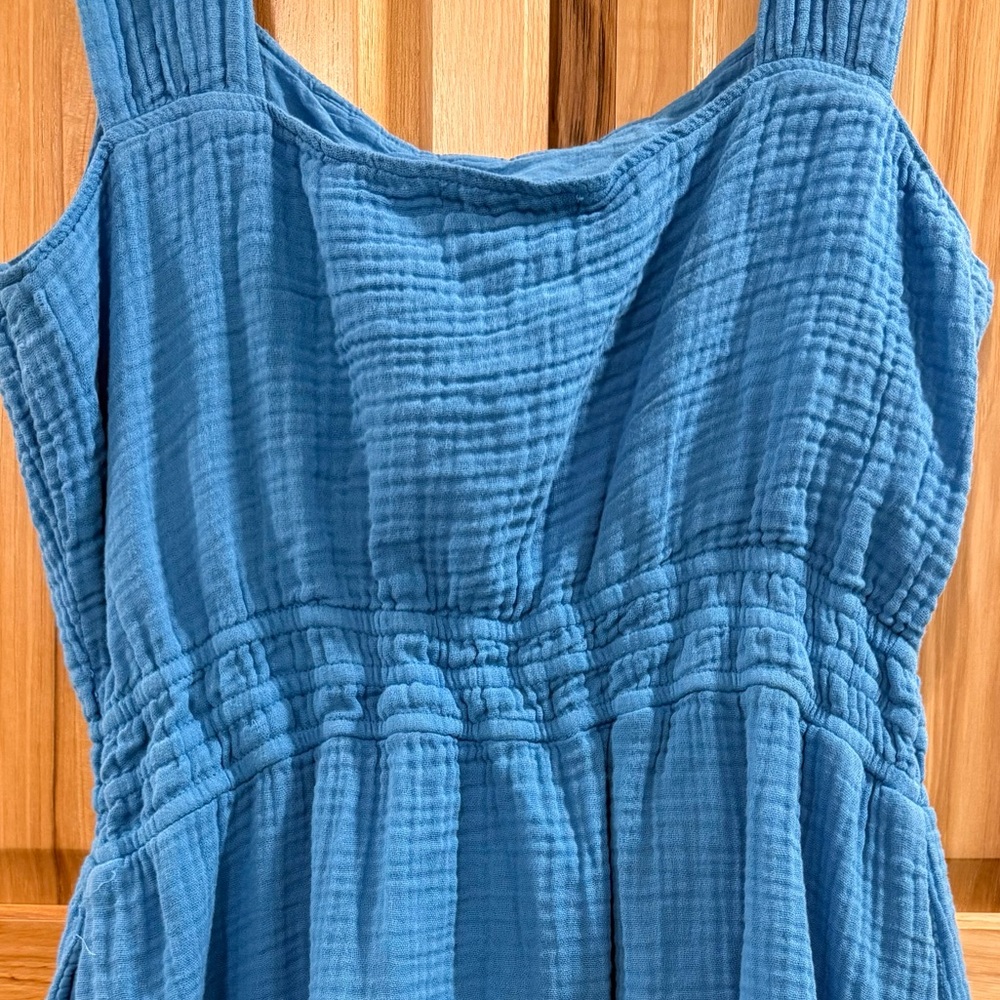 Michael Stars Josephine Blue Sleeveless Cotton Gauze Mini Above the Knee Dress - Picture 7 of 14